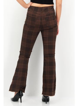Tinseltown Women Plaid Straight Leg Pants, Brown  - Image 2