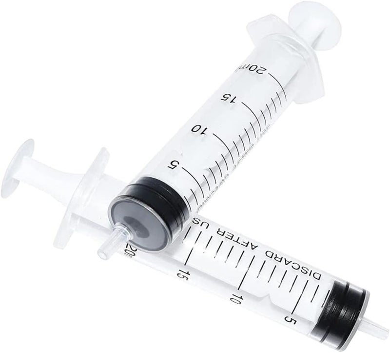 FUFU 2 Pack - 20ml Plastic Syringe with Measurement, No Needle Suitable for Refilling and Measuring Liquids, Feeding Pets, Oil or Glue Applicator - Image 1