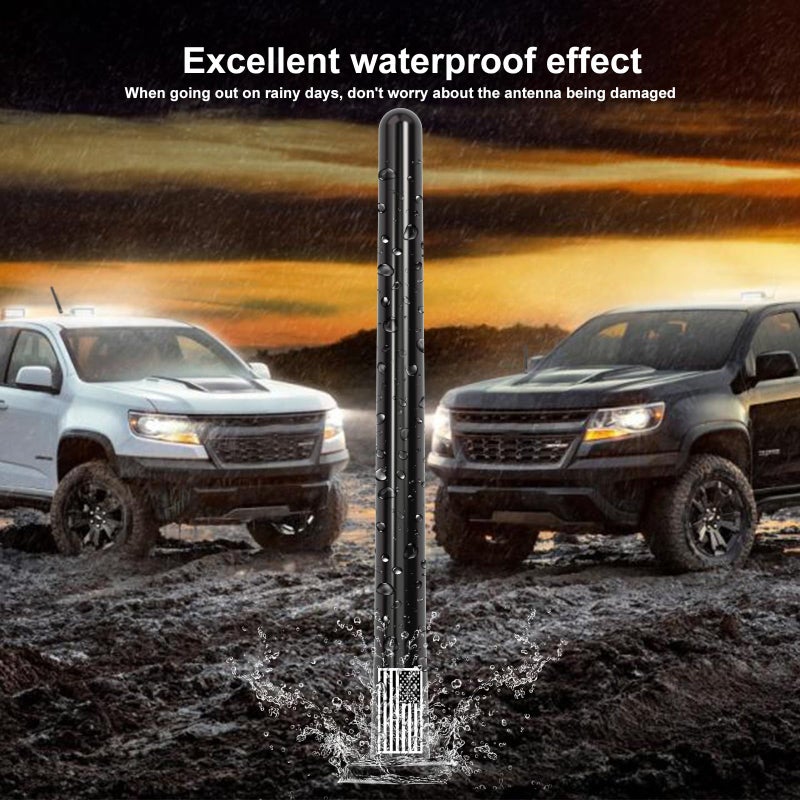 Engirette American Flag Car Truck Short Antenna 7â€œ with Tire Valve Caps for GMC Sierra Dodge Ram Chevy Silverado 1500 2500 3500 Avalanche Ford F150 F250 F350 Super Duty Raptor Bronco, Car Accessories (Black) - Image 5