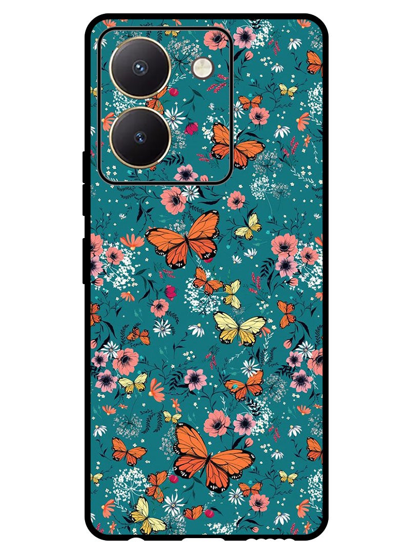 Theodor Protective Case Anti Scratch Shock Proof Bumper Cover For Vivo Y27s Butt Flowers - Image 1