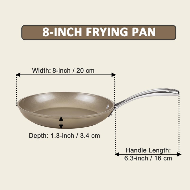 Cooks Standard Frying Pan Hard Anodized Ceramic Nonstick, 8-inch Classic Skillet Egg Omelette Fry Pan with Stainless Steel Handle, Induction Compatible, Bronze - Image 2