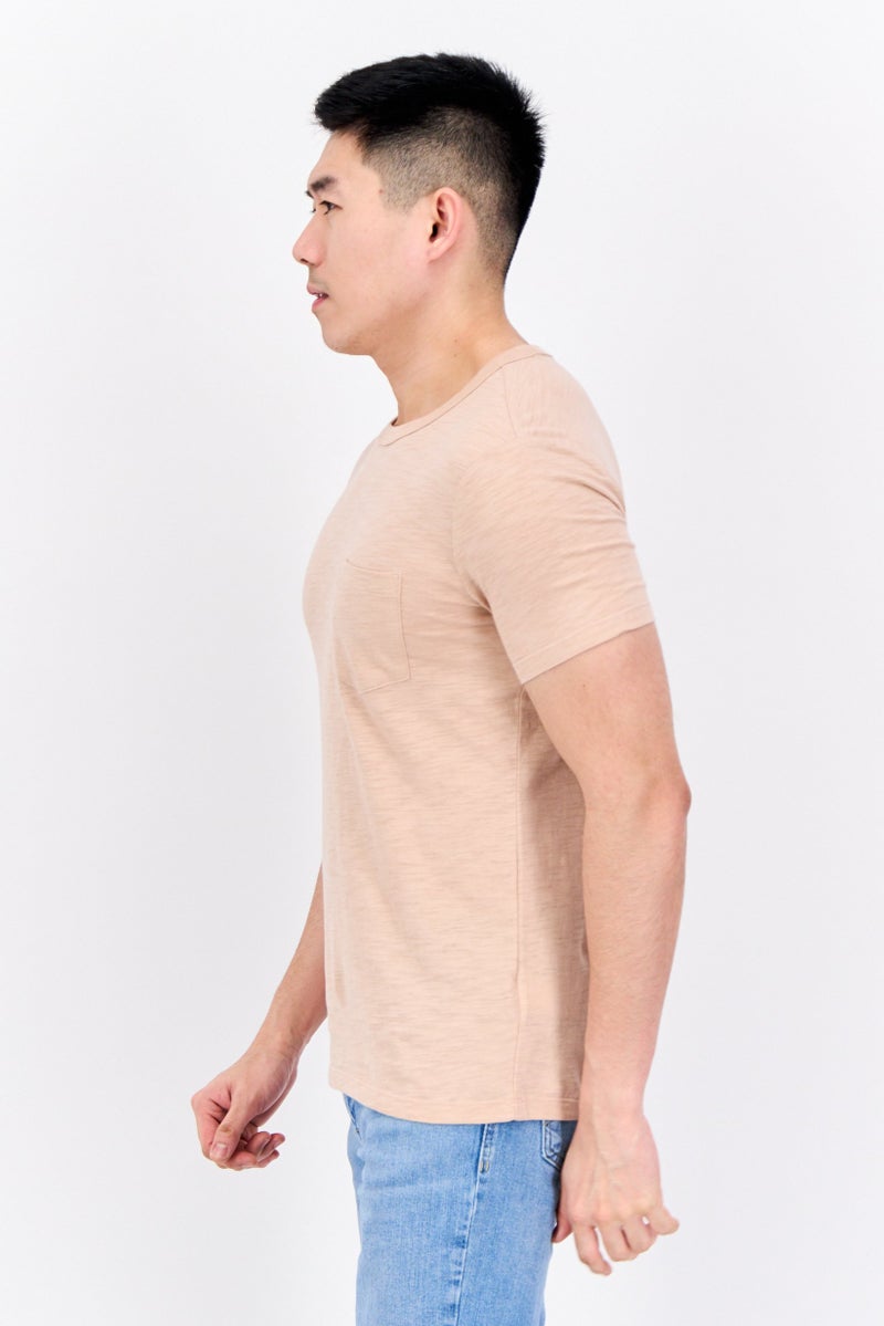 GAP Men Crew Neck Short Sleeves Heather T-Shirt, Peach - Image 2