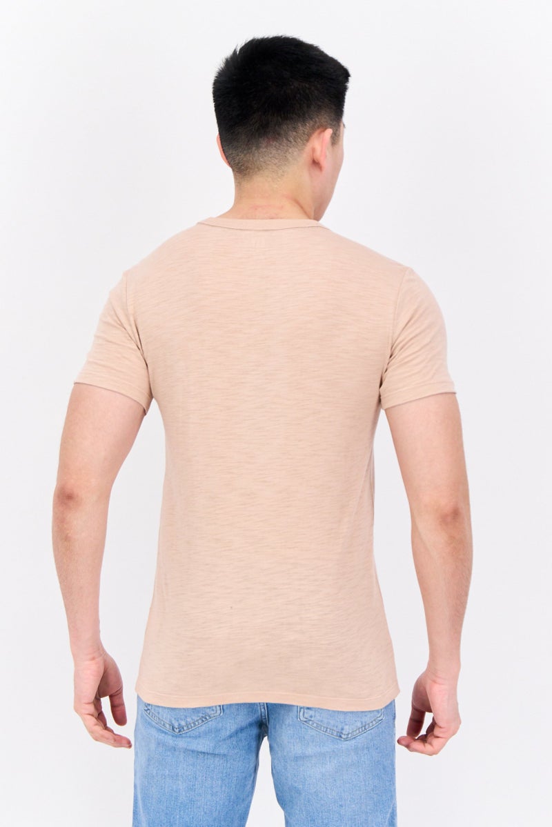 GAP Men Crew Neck Short Sleeves Heather T-Shirt, Peach - Image 3