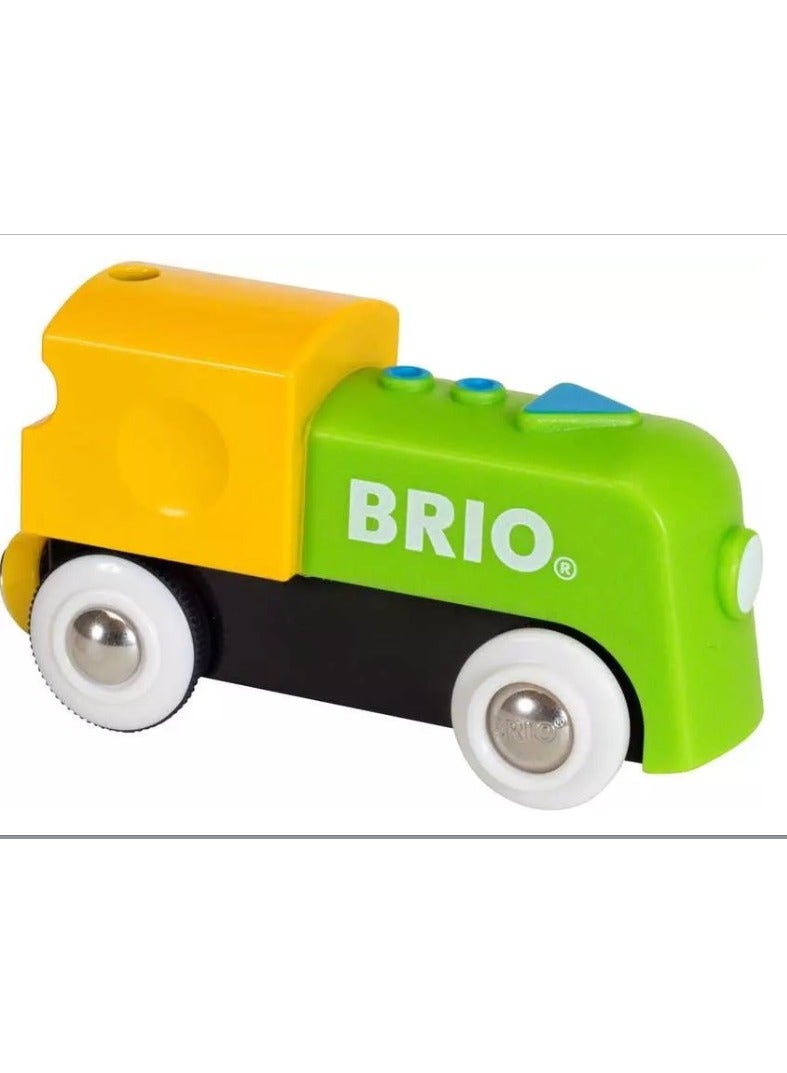 BRIO قطار البطارية الأول لي – لعبة قطار أوتوماتيكية للأطفال – قطار خشبي للمبتدئين مع زر بدء/إيقاف – وصلات مغناطيسية – للأعمار من 18 شهرًا وما فوق |  نشط 33705-B - Image 2