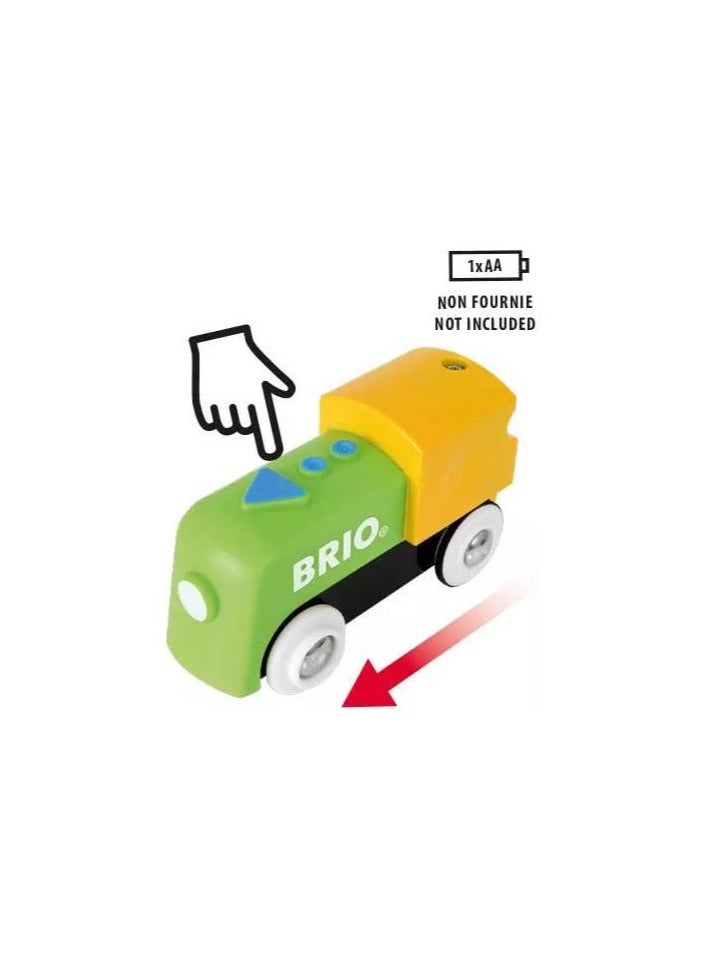 BRIO قطار البطارية الأول لي – لعبة قطار أوتوماتيكية للأطفال – قطار خشبي للمبتدئين مع زر بدء/إيقاف – وصلات مغناطيسية – للأعمار من 18 شهرًا وما فوق |  نشط 33705-B - Image 3