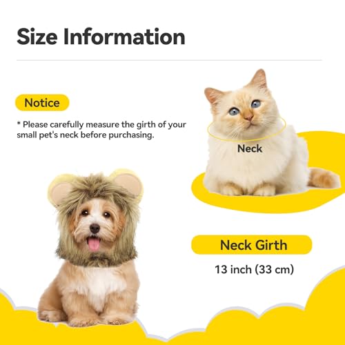 PETLESO Lion Hat Costume, Small, for Dogs & Cats, Lightweight, Breathable, Adjustable, Perfect Halloween Surprise & Gift, Hand Wash Only - Image 3