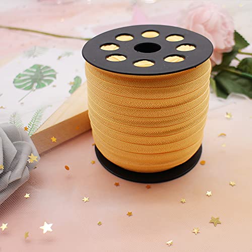 JESEP Gold Fold Over Elastic 5/8 inch 15mm Elastic Bands for Sewing 40 Yards Wide Elastic Headbands Stretchy Ribbon for Crafts-Elastic Straps Trim for Girls Hair Ties-Bow-DIY Projects-Clothes - Image 4