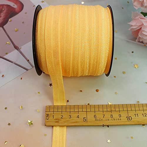 JESEP Gold Fold Over Elastic 5/8 inch 15mm Elastic Bands for Sewing 40 Yards Wide Elastic Headbands Stretchy Ribbon for Crafts-Elastic Straps Trim for Girls Hair Ties-Bow-DIY Projects-Clothes - Image 5