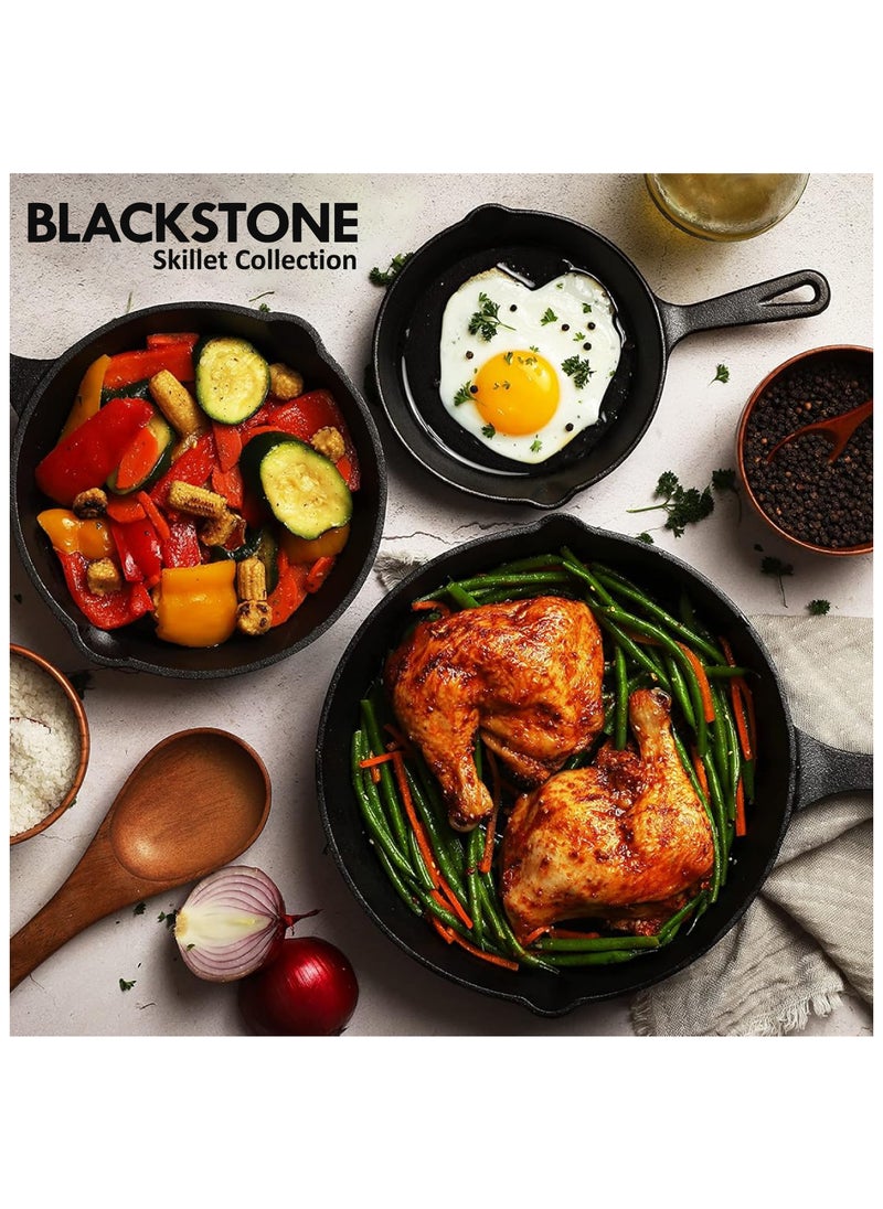 BLACKSTONE - Cast Iron Skillet Pre-Seasoned Die Cast Iron Skillet Compatible with Gas Induction Oven and Grill 20 CM - Image 1
