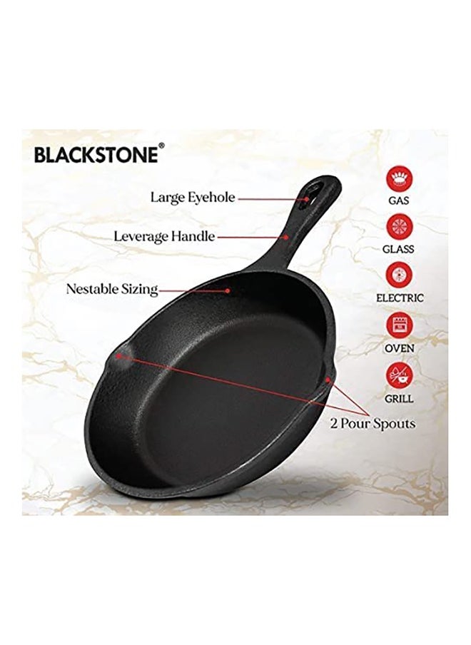 BLACKSTONE - Cast Iron Skillet Pre-Seasoned Die Cast Iron Skillet Compatible with Gas Induction Oven and Grill 20 CM - Image 1