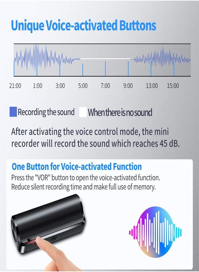 Generic 16GB Mini Voice Activated Recorder,500Hrs Recording Storage Voice Activated Recorder, Audio Recorder with Playback for Lectures Meetings, Noise Reduction Rechargeable with Strong Magnetic  - Image 4
