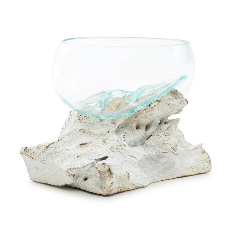 BAGUS HOME DECOR BAGUS HOME DECOR Handcrafted Glass Bowl on Driftwood Unique Decorative Glass Bowl for Table Centerpieces Medium - Image 2