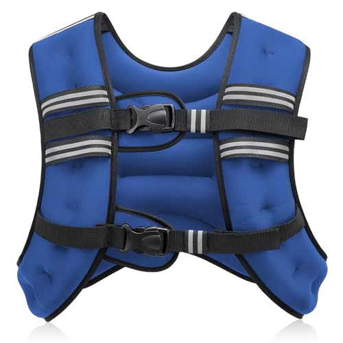 ZELUS Weighted Vest, 6lb/8lb/12lb/16lb/20lb/25lb/30lb Weight Vest with Reflective Stripe for Workout, Strength Training, Running, Fitness, Muscle Building, Weight Loss, Weightlifting, Blue(16 lb) - Image 1