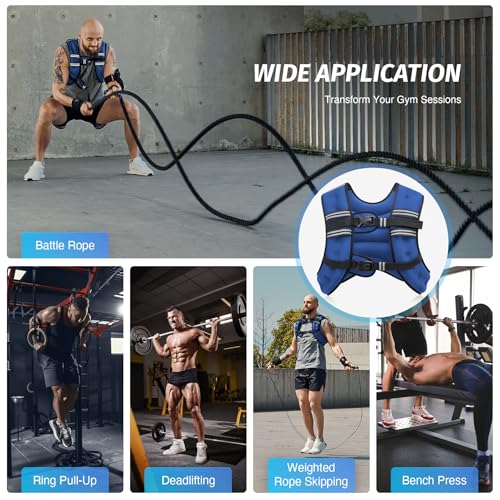ZELUS Weighted Vest, 6lb/8lb/12lb/16lb/20lb/25lb/30lb Weight Vest with Reflective Stripe for Workout, Strength Training, Running, Fitness, Muscle Building, Weight Loss, Weightlifting, Blue(16 lb) - Image 5