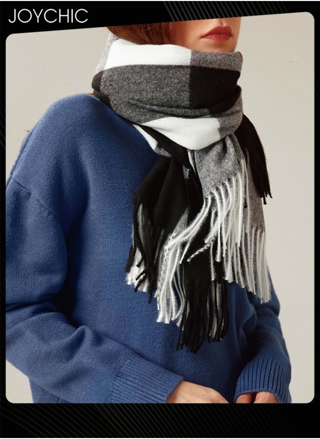 Joychic Classic Striped Checkered Autumn and Winter Scarf for Women Outdoor Windproof Warm  - Image 2