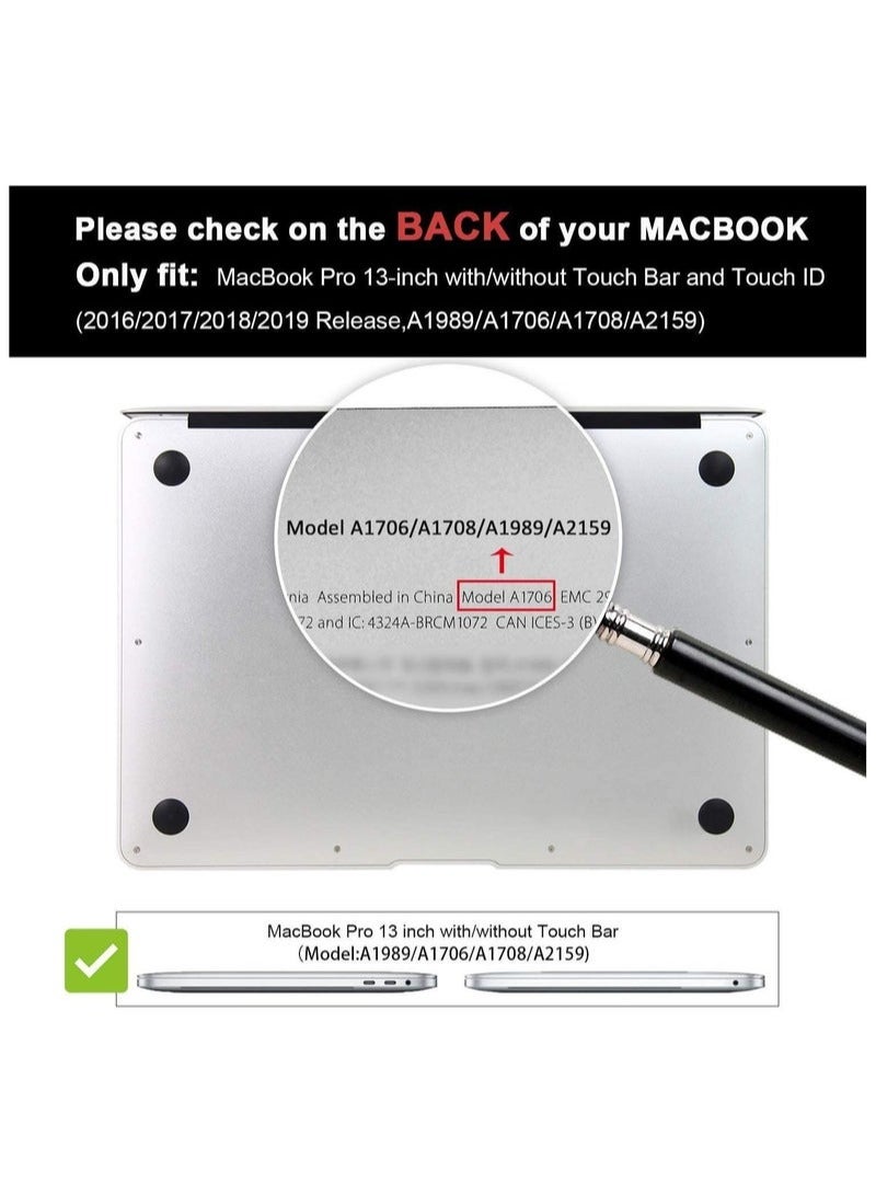 MacBook Pro 13 Case 2019 2018 2017 2016 Release A2159 A1989 A1706 A1708, Hard Case Shell Cover and Keyboard Skin Cover for MacBook Pro 13 Inch with/Without Touch Bar -Crystal - Image 2