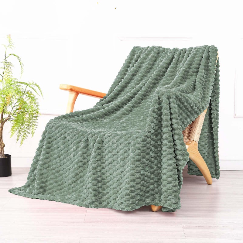 Bnuitland Bnuitland Sage Green Flannel throw blanket (50X70 inches)  300 GSM Fleece Cozy Warm Soft home decor Lightweight Bed Sofa Blanket for Adults  Suitable for All Seasons.  - Image 2