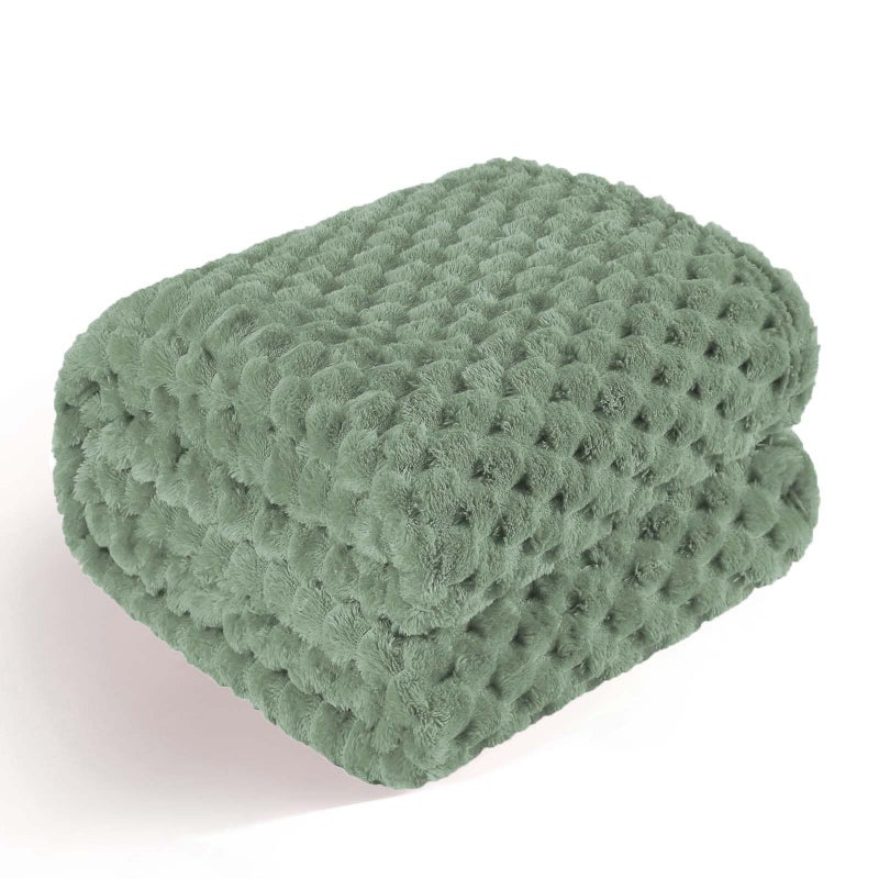 Bnuitland Bnuitland Sage Green Flannel throw blanket (50X70 inches)  300 GSM Fleece Cozy Warm Soft home decor Lightweight Bed Sofa Blanket for Adults  Suitable for All Seasons.  - Image 3