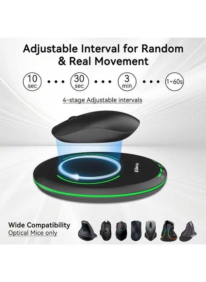 Black Mouse Shaker Automatic USB Mouse Mover Adjustable Timer Prevents Sleep For Home Office - Image 2