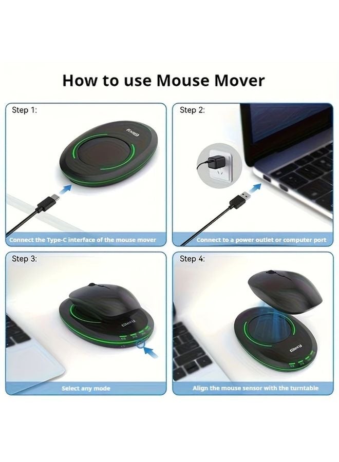 Black Mouse Shaker Automatic USB Mouse Mover Adjustable Timer Prevents Sleep For Home Office - Image 5