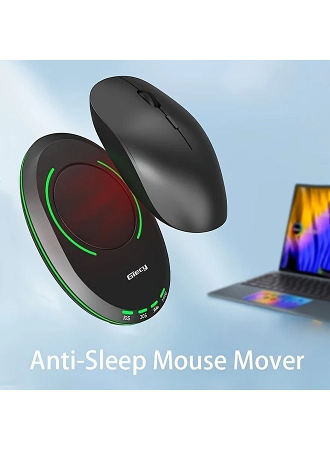 Black Mouse Shaker Automatic USB Mouse Mover Adjustable Timer Prevents Sleep For Home Office - Image 1