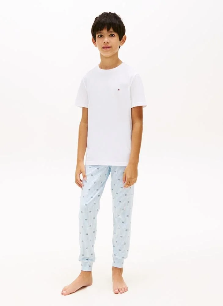 Tommy Hilfiger White / Coral Crush 2-Pack Signature Crew Neck Lounge T-Shirts for Men | Best Price UAE