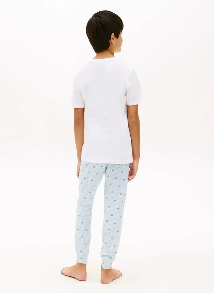 Tommy Hilfiger White / Coral Crush 2-Pack Signature Crew Neck Lounge T-Shirts for Men | Best Price UAE