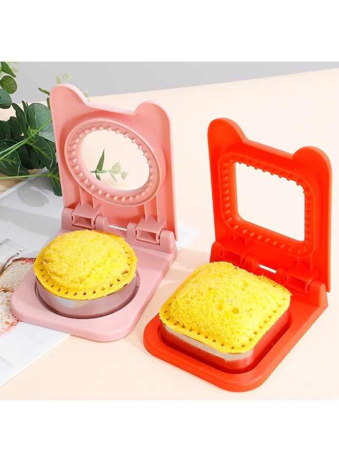 2pcs Stainless Steel DIY Uncrustables Sandwich Maker Sealer Cutter Cute Cartoon Shape Crustless Sandwich Cutter for Kids Lunch Square and Mouse Shape Sandwich Cutter - Image 2