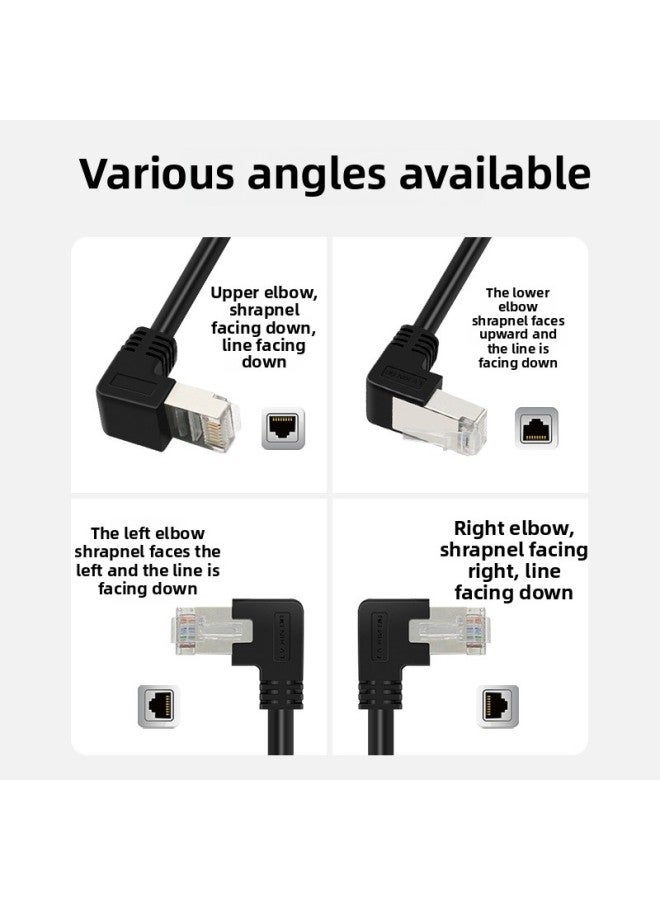 Loquat Category 6 Gigabit 90-degree Right-angle Elbow Network Cable With Crystal Head Home Computer Tv Plug-in Router Cable-Color:Orange (bend Left To Right)-Cord Length:2m - Image 2
