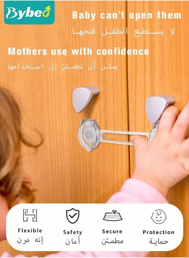 Bybeo - 12-Piece Baby Safety Strap Locks Child Lock for Cabinets and Drawers, Toilet, Fridge & More. 3M Adhesive Pads. Easy Installation, No Drilling Required, White - Image 1