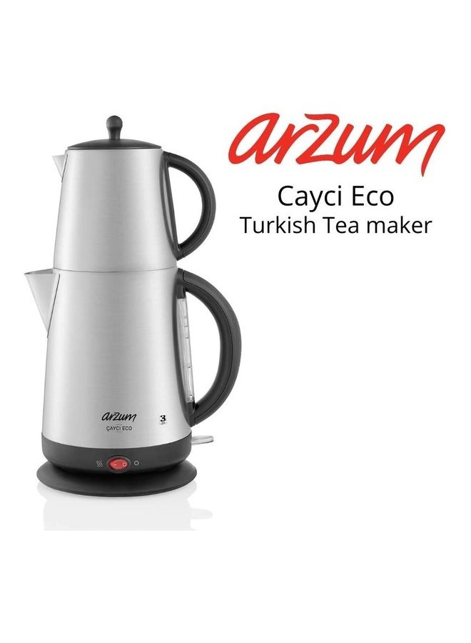 Arzum Electric Teapot 1.7 Liter Eco Turkish Tea Maker Stainless Steel AR3072 Silver - Image 5
