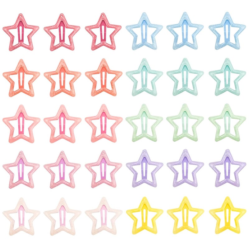 30 PACK Star Snap Hair Clips Nonslip Toddlers Colorful Cute Lovely Metal Hair Barrettes Hair Accessories for Women Girls Style 4