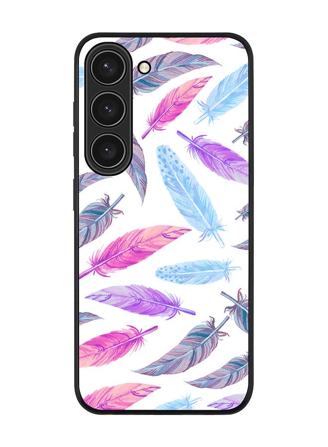Stylizedd Rugged Black edge case for Samsung Galaxy S23 5G Slim fit Soft Case Flexible Rubber Edges Anti Drop TPU Gel Thin Cover - Feather Colors - Image 1
