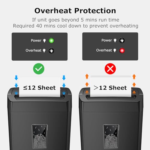 Bonsaii 12-Sheet Cross Cut Paper Shredder, 5.5 Gal Home Office Heavy Duty Shredder for Paper, Credit Card, Mail, Staples, with Transparent Window, High Security Level P-4 (C275-A) - Image 4
