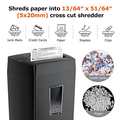 Bonsaii 12-Sheet Cross Cut Paper Shredder, 5.5 Gal Home Office Heavy Duty Shredder for Paper, Credit Card, Mail, Staples, with Transparent Window, High Security Level P-4 (C275-A) - Image 3