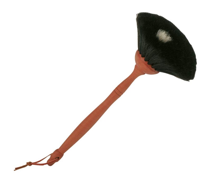 REDECKER Dust Brush with Goat Hair Bristles and Oiled Pearwood Handle, 13-3/8-Inches, Black with White Dot Goat Hair Dusters - Goat Hair Dusting Brush - Wood Duster Brush - Image 1