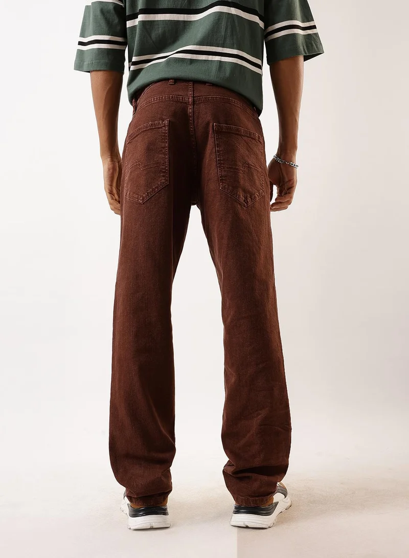 Dennis Lingo Men's Indigo Cotton Blend Solid Full Length Relaxed Jeans