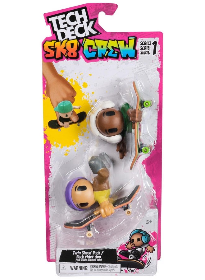 Tech Deck Sk8 Crew, 2-Pack Exclusive Fingerboards with Assistive Figures, Collectible and Customisable Mini Skateboards, Kids’ Toys for Ages 5 and up (Styles May Vary) - Image 1