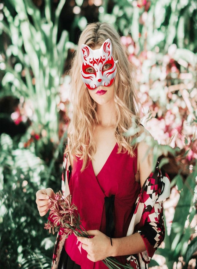 Alipis Cat Mask Unpainted Masks: 4 Pack Paintable White Fox Masks Blank Masquerade for DIY Craft Paper Mache Decorate Animal Mask Halloween Mask - Image 3