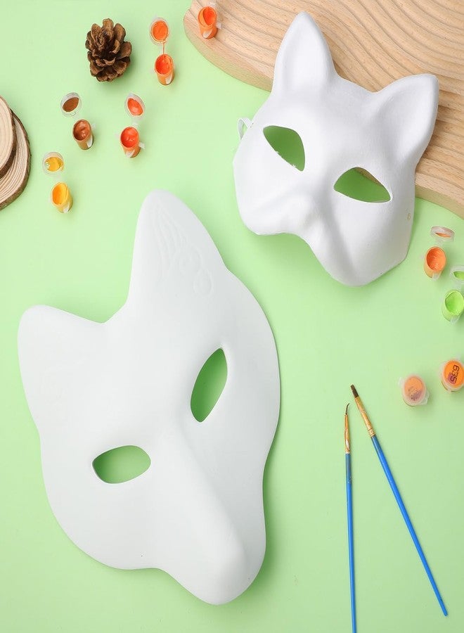 Alipis Cat Mask Unpainted Masks: 4 Pack Paintable White Fox Masks Blank Masquerade for DIY Craft Paper Mache Decorate Animal Mask Halloween Mask - Image 4