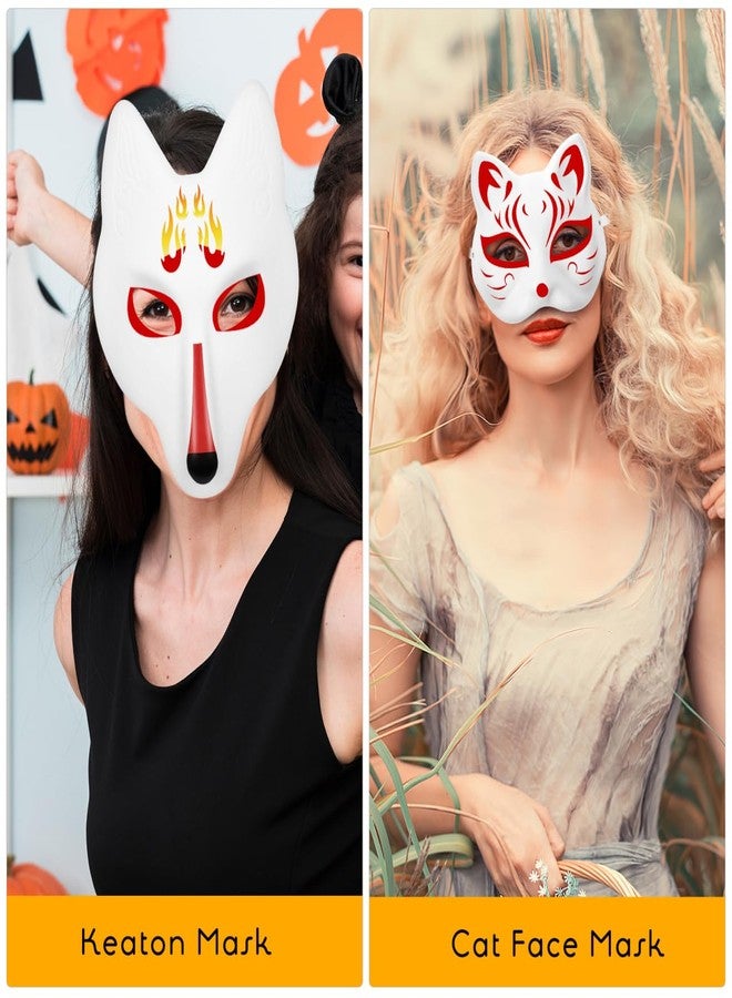 Alipis Cat Mask Unpainted Masks: 4 Pack Paintable White Fox Masks Blank Masquerade for DIY Craft Paper Mache Decorate Animal Mask Halloween Mask - Image 5
