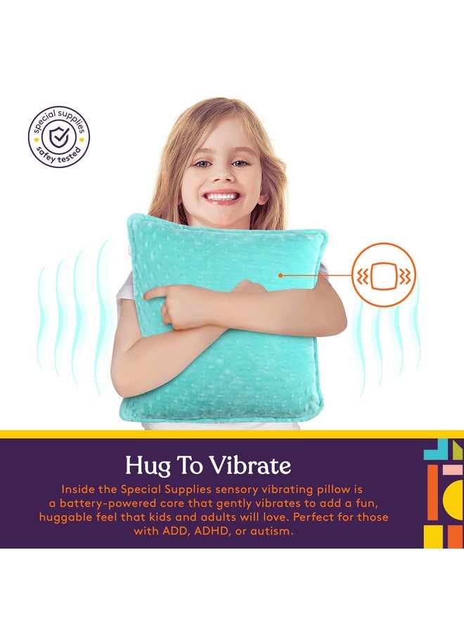 Special Supplies Special Supplies Vibrating Pillow Sensory Pressure Activated for Kids and Adults, 12” x 12” Plush Minky Soft Cover with Textured Therapy Stimulation Bumps, Blue and Green - Image 3