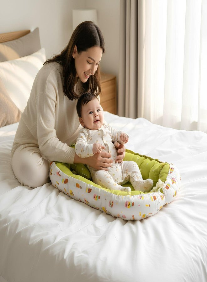 فوي دروب سرير Voidrop Baby Nest للأطفال حديثي الولادة | كرسي استرخاء قابل للعكس 2 في 1 للأطفال الرضع | سرير محمول للنوم بجانب الأم | تصميم باللونين الأخضر الفاتح والزيتوني | سرير سفر قطني ناعم للأولاد والبنات | من 0 إلى 12 شهرًا (أخضر) - Image 2