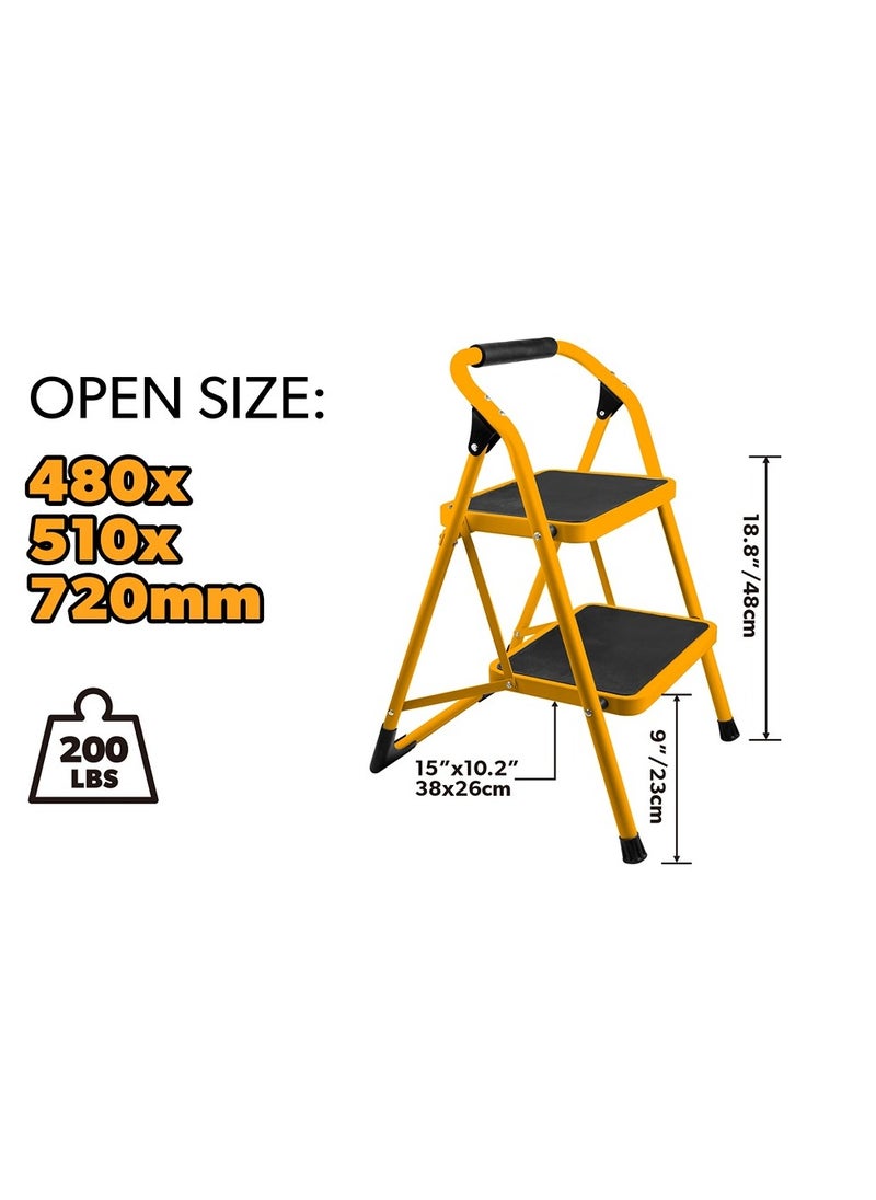 TOLSEN Tolsen 62680 2-Step Steel Folding Ladder – Heavy Duty Non-Slip Step Stool for Home, Office & Warehouse, 90kg Load Capacity  - Image 1