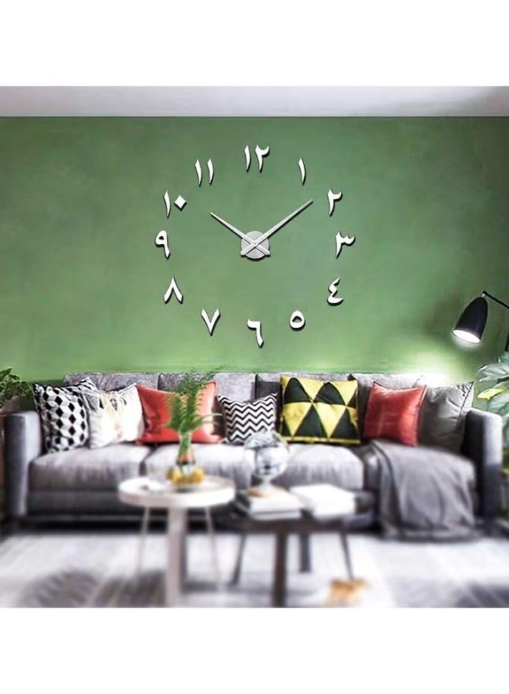 دريمزون ساعة حائط كبيرة DIY ساعة حائط حديثة ثلاثية الأبعاد برقم عربي