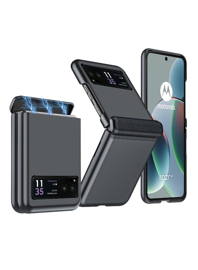 Motorola Moto Razr 2023 Case - Slim Shockproof Cover with Full Body Protection & Magnetic Hinge, Matte Black Cover for Moto Razr40, Lightweight PC Case - Image 1