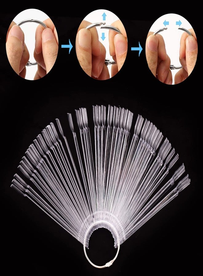 KINJOEK 150 Tips Clear Nail Swatches Sticks, Nail Art Supplies for Nail Art Polish Display and Home DIY, Transparent Nail Practice Tips Sample Sticks Color Display Board Accessories with Ring - Image 5