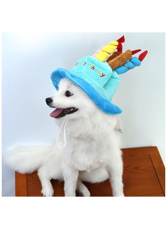 Dog Birthday Cake Hat with Colorful Candles Pet Cap Cake Hat Party Hats  - Image 2