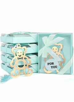 KASTWAVE 20 Pieces Baby Shower Favors for Guests Metal Bookmarks Guest Gifts for Baby Shower Birthday Bridal Shower Party Gifts Carnival Reward Little Bear Decorations Souvenirs with Individual Package (Blue)  - Image 1