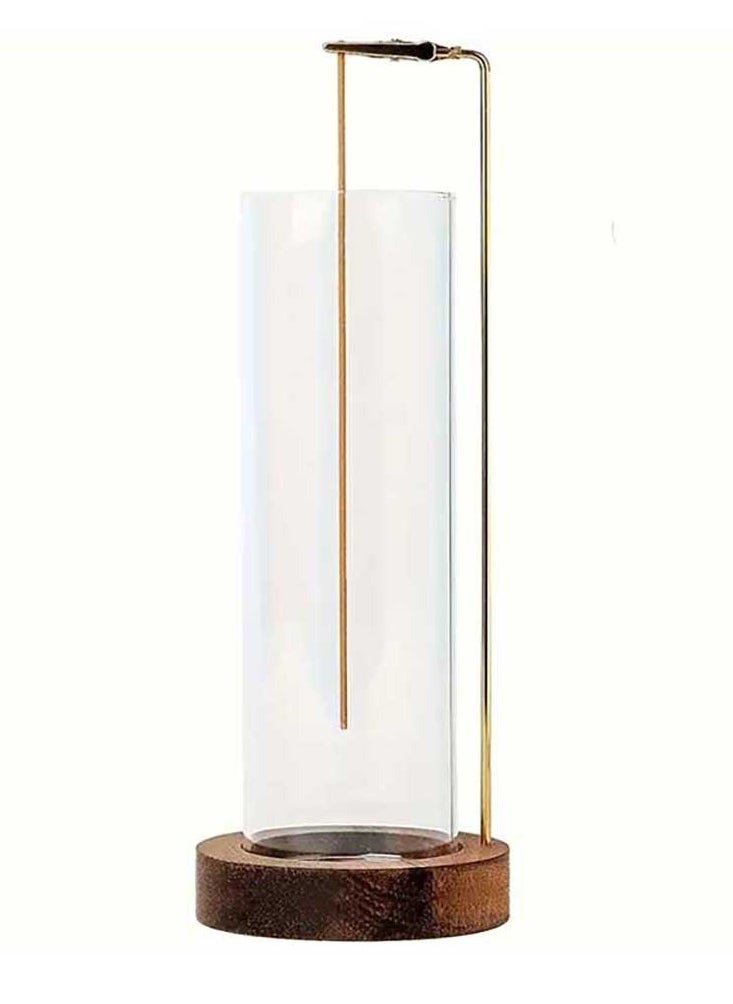 Bakhoor BoSidin Modern Incense Holder with Round Glass Ash Catcher – Wooden Upside Down Incense Stick Holder for Home Fragrance  - Image 1